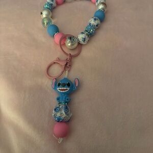 Blue and Pink Kids Bracelet keychain with Character Charm